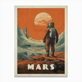 Mars, colony, astronaut — Vintage space poster, retro space art, retrofuturism, retro sci-fi 2 Canvas Print