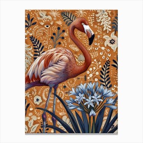 Greater Flamingo And Agapanthus Boho Print 4 Canvas Print