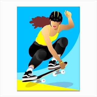 Skater Girl Yellow Top Canvas Print