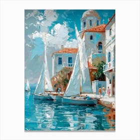 Sailboats In The Harbor Canvas Print