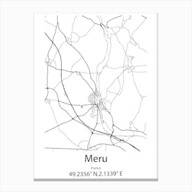 Meru,France Minimalist Map Canvas Print