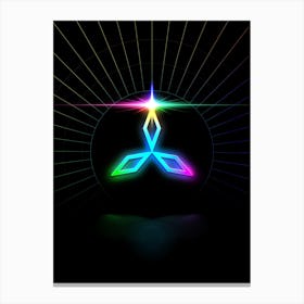Neon Geometric Glyph in Candy Blue and Pink with Rainbow Sparkle on Black n.0001 Canvas Print