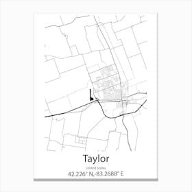 Taylor,United States Minimalist Map Stampe su tela