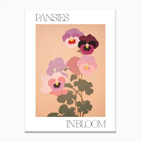 Pansies In Bloom Flowers Bold Illustration 2 Canvas Print