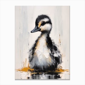 Black & Copper Brushstroke Painting Of A Duckling Canvas Print