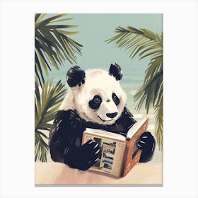 Giant Panda Reading Storybook Illustration 4 Canvas Print