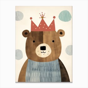 Little Grizzly Bear 2 Wearing A Crown Canvas Print