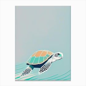 Sea Turtle In Motion, Sea Turtle Simplicty 1 Canvas Print