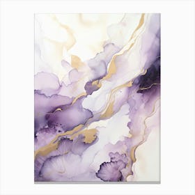 Lilac, Black, Gold Flow Asbtract Painting 6 Stampe su tela