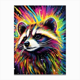 A Guadeloupe Raccoon Vibrant Paint Splash 2 Canvas Print