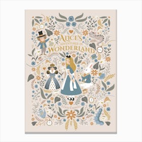 Alice In Wonderland Beige Canvas Print