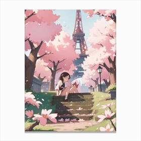 Cherry Blossom Paris Canvas Print