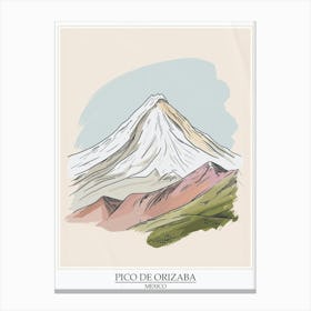 Pico De Orizaba Mexico Color Line Drawing 8 Poster Canvas Print