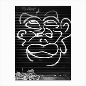 Black and White Graffiti Face Canvas Print