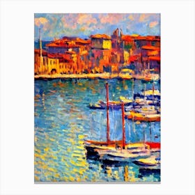 Port Of Trieste Italy Brushwork Painting harbour Canvas Print