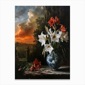 Baroque Floral Still Life Amaryllis 8 Canvas Print