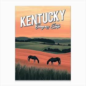 Kentucky Horses Travel Poster Canvas Print