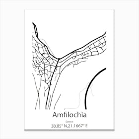 Amfilochia,Greece Minimalist Map Canvas Print