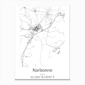 Narbonne,France Minimalist Map Canvas Print