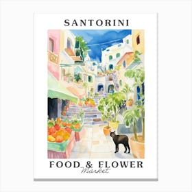 Food Market With Cats In Santorini 4 Poster Canvas Print