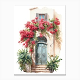 Beirut, Lebanon   Mediterranean Doors Watercolour Painting 4 Canvas Print