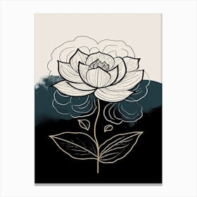 Line Art Lotus Flowers Illustration Neutral 3 Canvas Print