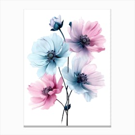 Pink And Blue Flowers 2 Canvas Print