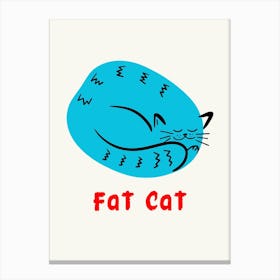 Fat Cat Blue Canvas Print
