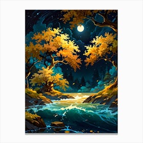 Night Landscape With Trees 1 Canvas Print