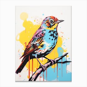 Andy Warhol Style Bird Hermit Thrush 3 Canvas Print