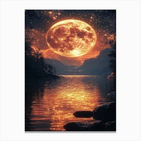 Full Moon Over Lake 13 Canvas Print