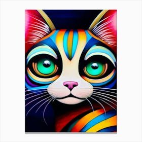 Kitschy Cat Portrait 1 Canvas Print