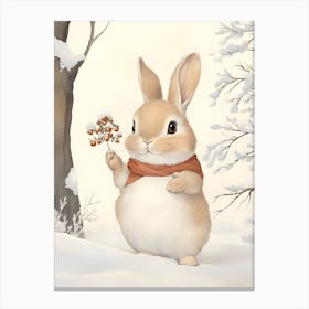 Cute Bunny In The Snow Canvas Print