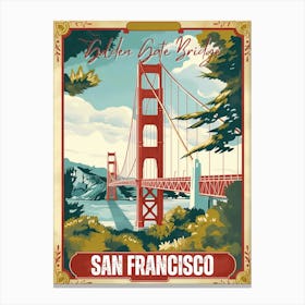 Golden Gate Bridge Vintage Poster Canvas Print