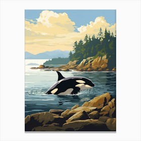 Orca Whale With Rocking Background Canvas Print