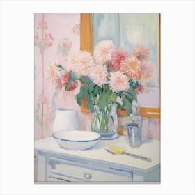 A Vase With Chrysanthemum, Flower Bouquet 4 Canvas Print