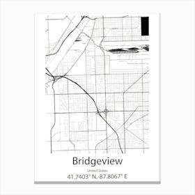 Bridgeview,United States Minimalist Map 1 Canvas Print