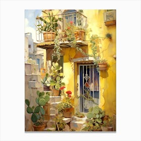 Cactus Garden Mediterranean Painting Canvas Print