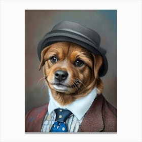 Portrait Of A Dog In A Suit Canvas Print