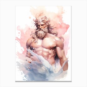  A Watercolour Illustration Of The Greek God Poseidon 1 Canvas Print