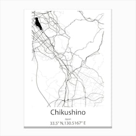 Chikushino,Japan Minimalist Map Canvas Print