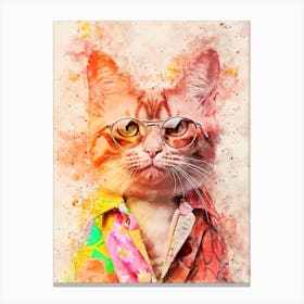 Cat With Glasses Canvas Print