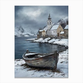 Boat In The Snow 3 Canvas Print