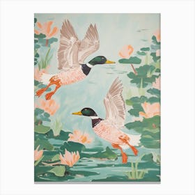 Vintage Japanese Inspired Bird Print Duck 2 Canvas Print