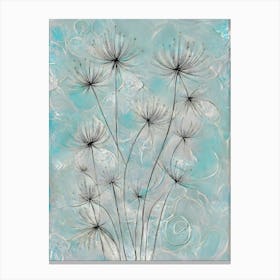 The Dance of Dandelions: A Ballet of Seeds in a Soft Blue Sky 1 Canvas Print