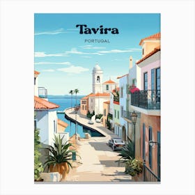 Tavira Portugal Algarve Coast Digital Travel Illustration Toile