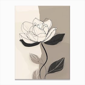 Line Art Lotus Flowers Illustration Neutral 18 Canvas Print