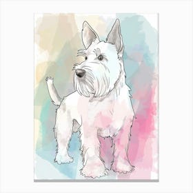Scottish Terrier Dog Pastel Line Watercolour Illustration  4 Canvas Print