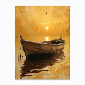 Sunset Boat Photo Canvas Print