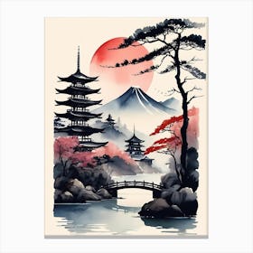 Japanese Landscape Watercolor Painting (47) Canvas Print